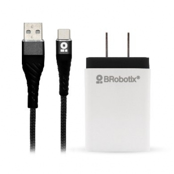 CARGADOR BROBOTIX USB C/CABLE TIPO C CARGA R&Aacute;PIDA 963325